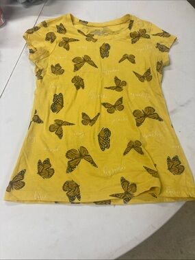 Wound Up Yellow Butterfly Print Tee